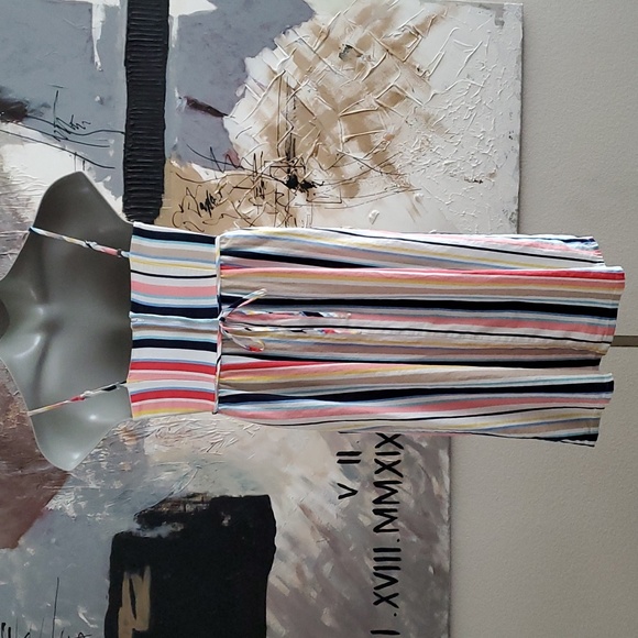 Emerald Sundae Multicolor Striped Button Down Midi Strap Dress Women M - Picture 2 of 6